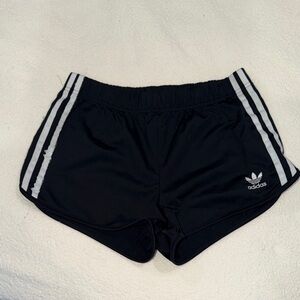 Adidas Women's Black Athletic Shorts with White Stripes